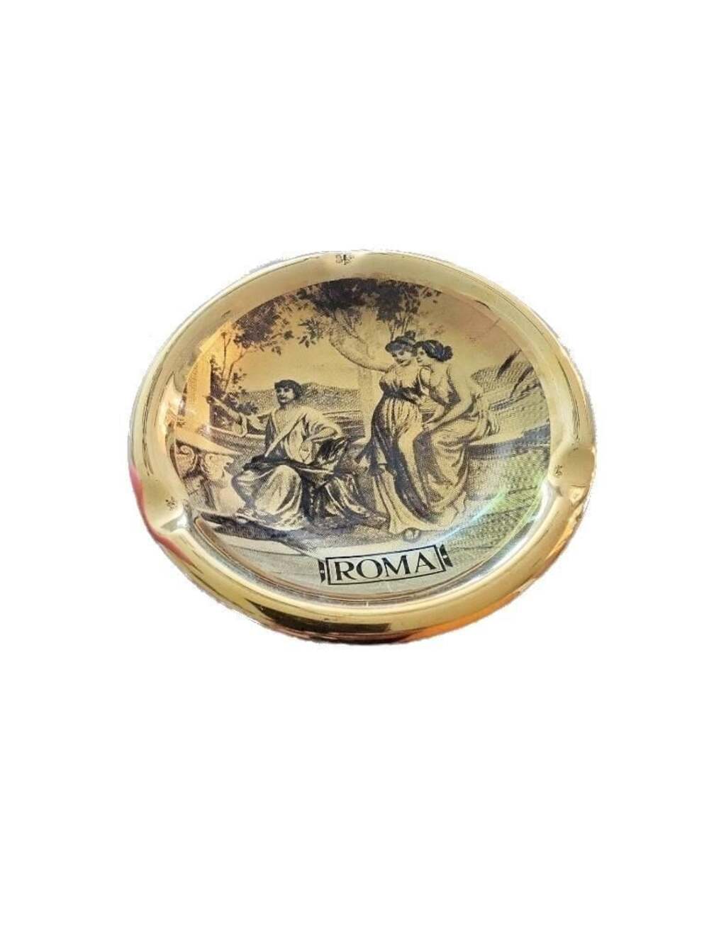 Vintage Italian Roma Hand Painted Ceramic Ashtray Bowl
